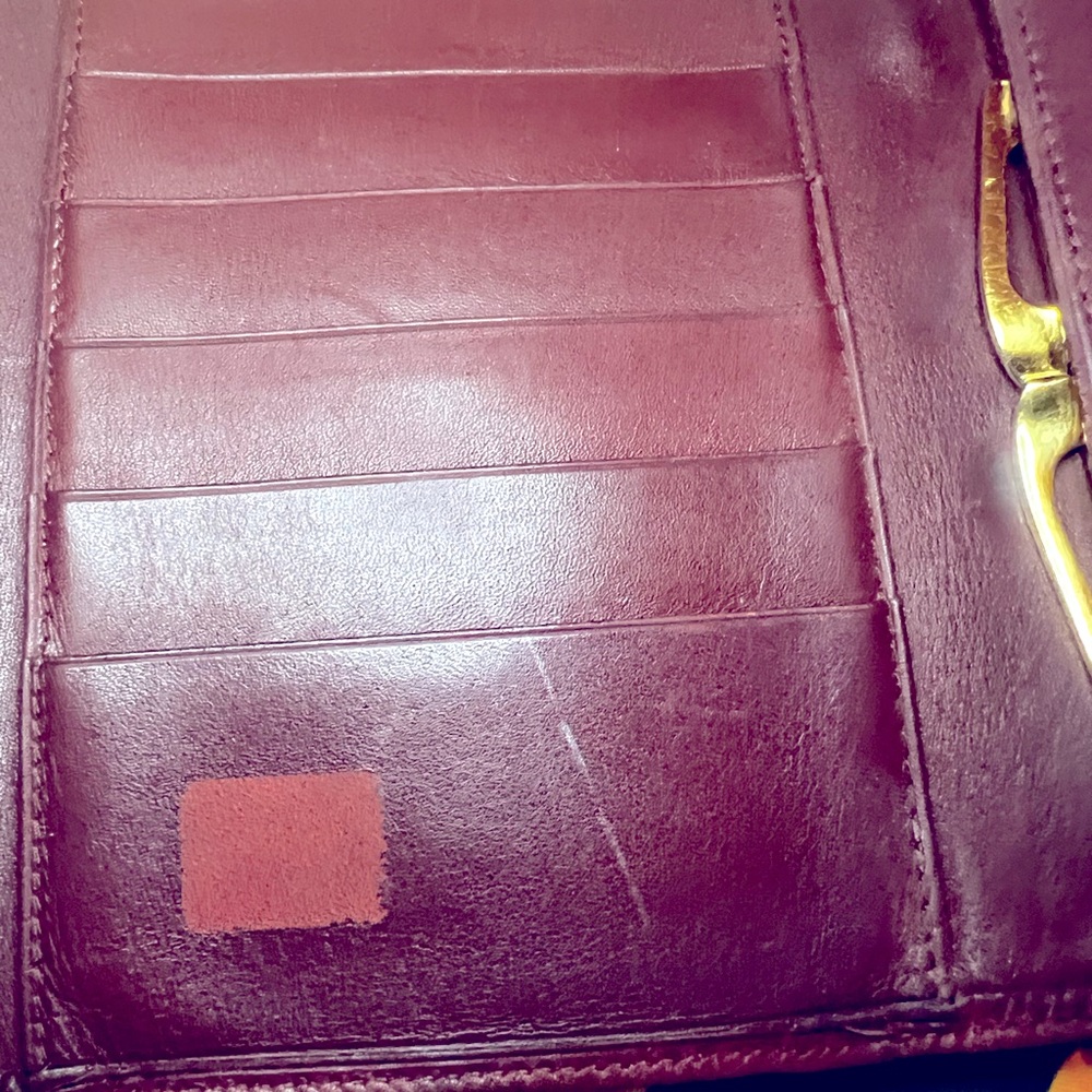 CARTIER MASON FOLDING KISS-LOCK WALLET MASTRIN BORDEAUX LEATHER - Picture 10 of 11